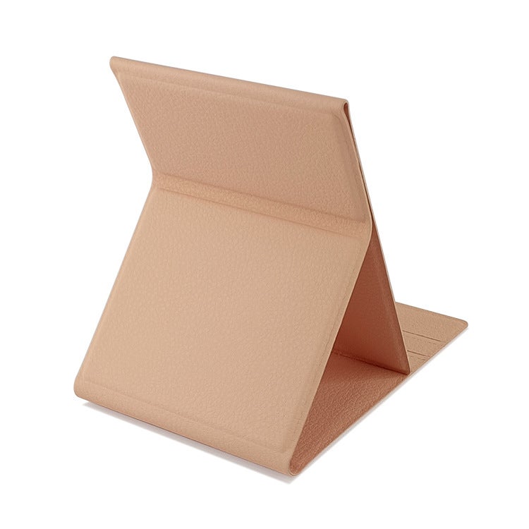 Korean Portable PU Leather Folding Mirror – Desktop Makeup Mirror for Students - Image 1